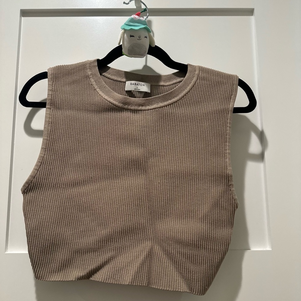 Aritzia Babaton Sculpt Knit Muscle Tank Fluent Taupe Size L